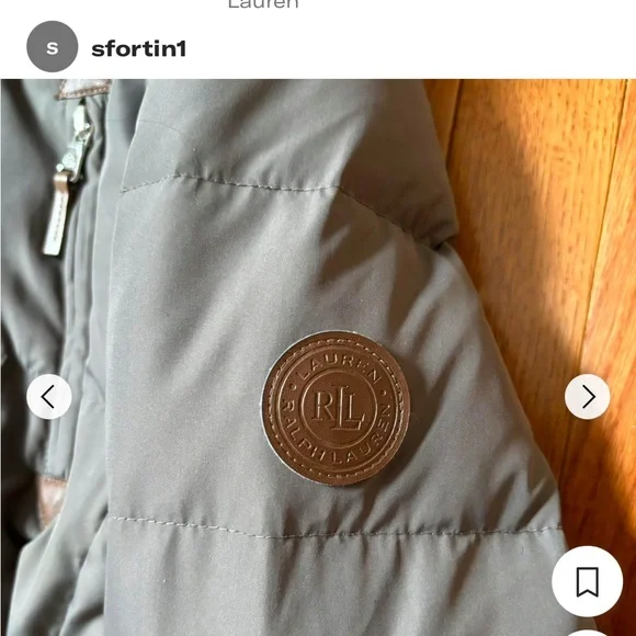 Ralph Lauren Gray Down Puffer Jacket parka with detachable Fur Hood size small - Picture 3 of 17